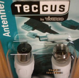 Teccus by Vivanco Empfängeranschlusskabel SAT Kabel 1,5m F-St. zu Koax* so43