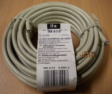 TAK 6110 10 m Telefonkabel 6 x 2 x 0,6 grau geeignet zum Verlegen *so53