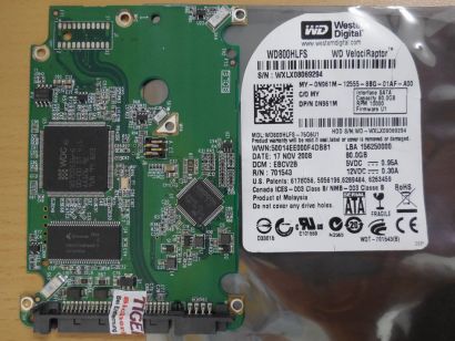 Western Digital VelociRaptor WD800HLFS-75G6U1 PCB Controller Elektronik* FE270