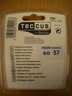 Teccus by Vivanco Audio Adapter Klinke Stecker 3,5mm - Buchse 6,3mm* so57