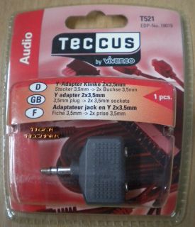 Teccus by Vivanco Audio Y Adapter Klinke Stecker 3,5mm - 2x Buchse 3,5mm* so58