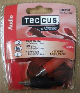 Teccus by Vivanco Audio 2x Cinch Stecker zum Löten - max. 3mm Kabel* so59