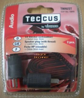 Teccus by Vivanco 2Stück Lautsprecher Stecker schraubbar - max. 3mm Kabel* so61