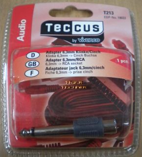 Teccus by Vivanco Audio Adapter Wandler Klinke Stecker 6,3mm Cinch Buchse* so64