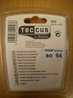 Teccus by Vivanco Audio Adapter 6,3mm Klinke Stecker auf Cinch Buchse Mono* so64