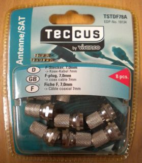 Teccus by Vivanco Video 8 Stück 8x F-Stecker für Koax-Kabel 7mm* so73