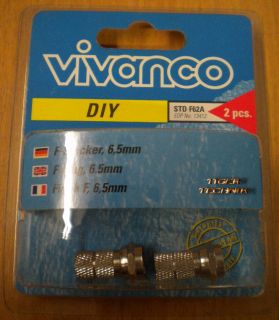 Vivanco DIY SAT 2 Stück 2x F-Stecker für Koax-Kabel 6,5mm* so78