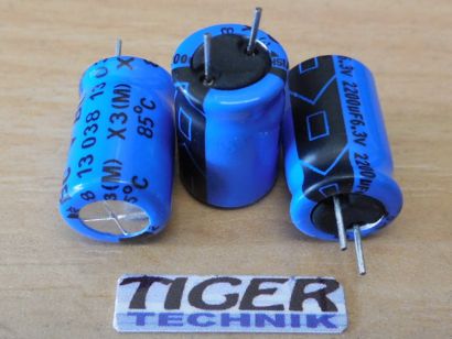 1x Stück Vishay Elko Elektrolytkondensator Kondensator 2200uF 6.3V 10x16mm* E75