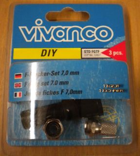 Vivanco SAT F-Stecker Außenmontage Set 3-Teilig 2x F-Stecker 7mm Gummitülle so81