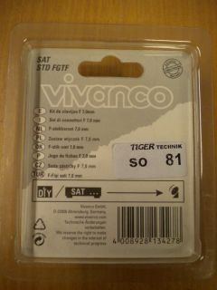 Vivanco SAT F-Stecker Außenmontage Set 3-Teilig 2x F-Stecker 7mm Gummitülle so81