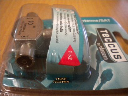Teccus by Vivanco Radio 2 fach Zweifach Verteiler Koax Stecker 2x Kupplung* so85