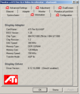 ATI Fire GL4 28130070-004 128MB DDR 256-Bit Retro AGP Dual DVI 3D Brille* g688