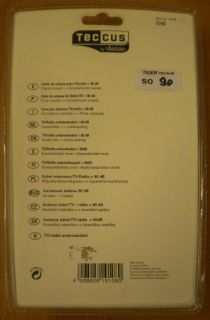 Teccus by Vivanco TV Radio Antennenkabel 7,5m 90db Koax Stecker - Kupplung* so90