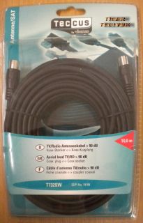 Teccus by Vivanco TV/Radio Antennenkabel >90db Koax-St.- Koax-Kupplung 10m so92