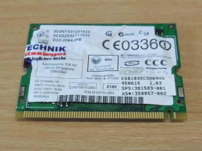 HP 359107-001 350057-002 Intel WM3B2200BG Pro Wireless Modul 802.11bg WiFi* wk38