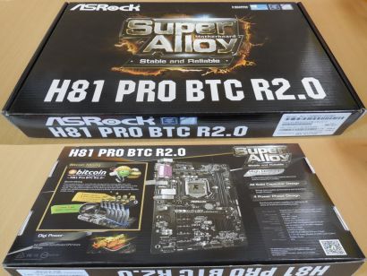 ASRock H81 Pro BTC R2.0 Mining Mainboard Intel Sockel 1150 PCIe DDR3 USB3* m1149