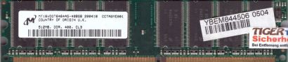 Micron MT16VDDT6464AG-40BGB 512MB DDR1 400MHz PC3200 Arbeitsspeicher RAM* r1075