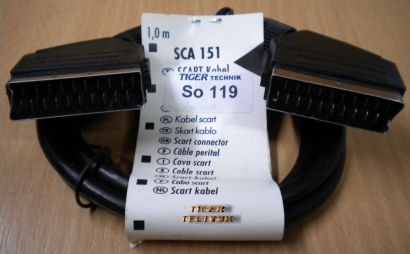 Schwaiger SCA 151 21-pol SCART Kabel 1m Stecker-Stecker DVB-T Video TV DVD*so119