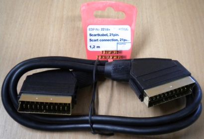 Vivanco 21pol SCART Kabel 1,2m vergoldet Stecker-Stecker Video TV DVD*so121