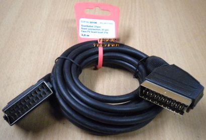 Vivanco 21-pol SCART Kabel 3m vergoldet Stecker-Stecker für Video TV DVD *so122