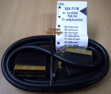 Schwaiger SCA 7118 21-pol SCART Kabel vergoldet 1,8m Stecker Video TV DVD *so126