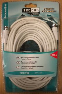 Teccus by Vivanco Receiveranschlusskabel SAT Kabel weiß 10m F-St. - F-St. So136