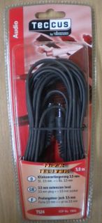 Teccus by Vivanco 5m Verlängerung Klinke 3,5mm St. - 3,5mm Bu. *so146