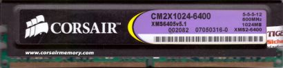Corsair XMS2 CM2X1024-6400 CL5 PC2-6400 1GB DDR2 800MHz Arbeitsspeicher RAM* r13