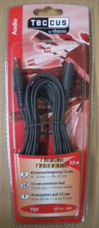 Teccus by Vivanco 2,5m Verlängerung Klinke 3,5mm St. - 3,5mm Bu. *so153