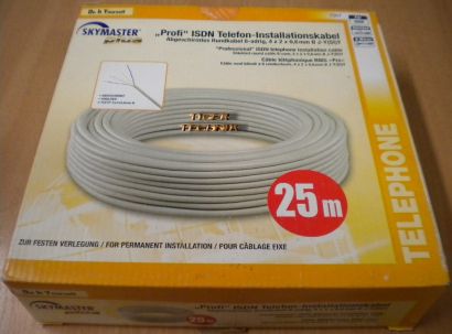 Skymaster Profi-ISDN Telefon-Installationskabel 8-adrig 4x2x0,6mm 25m lang*so218