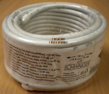 Schwaiger SAT Koaxialkabel 25m Ø6,5mm weiß 75db Antennenkabel zum Verlegen*so221