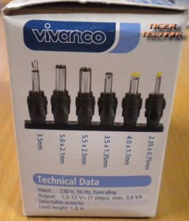 Vivanco Universal Steckernetzteil NL 310 R  1,5-3-4,5-6-7,5-9-12V* nt712