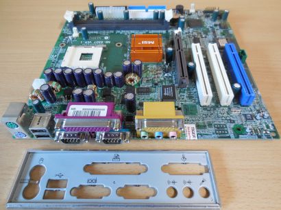 MSI MS-6507 Ver 1 Mainboard +Blende Sockel 478 Intel 845 AGP PCI USB Audio* m191