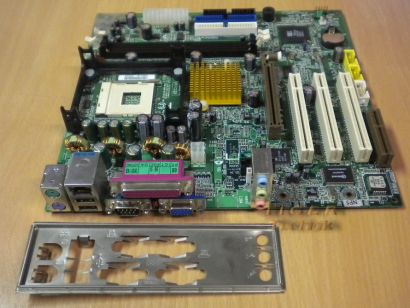 Gigabyte GA-8SIMLNF Rev 2.0 Mainboard +Blende Sockel 478 AGP VGA LAN Audio* m106