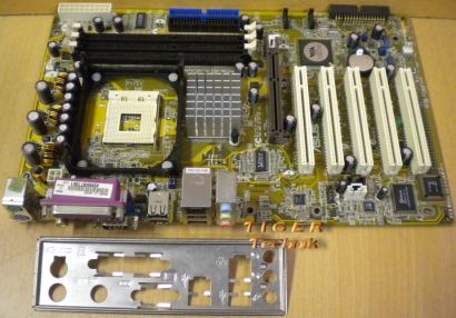 Asus P4V8X-X Rev. 1.03 Mainboard Sockel 478 AGP PCI LAN Seriell + Blende* m280