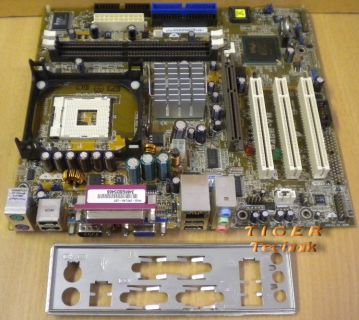 Asus P4GE-VM Rev. 1.02 Mainboard Sockel 478 AGP PCI VGA LAN + Blende* m400