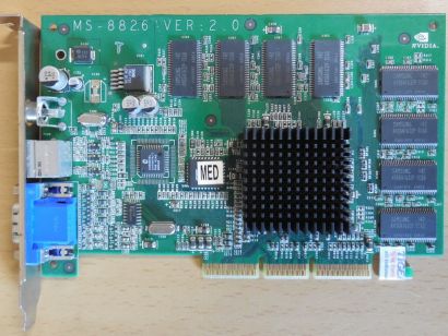 MSI MS-8826 GeForce2 MX 400 Retro AGP Grafikkarte 64MB 128Bit VGA TV-Out* g02