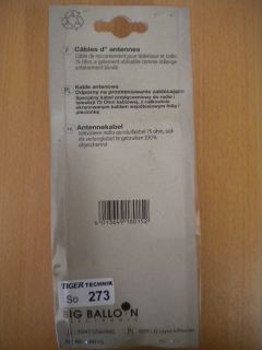 BigBalloon TV/Radio Antennenkabel weiß Koax-Stecker - Koax-Kupplung 3,75m *so273