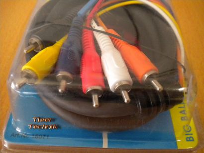 BigBalloon Adapter Kabel Scart-Stecker - Chinch Stecker 2xVideo 4xAudio 2m*so277