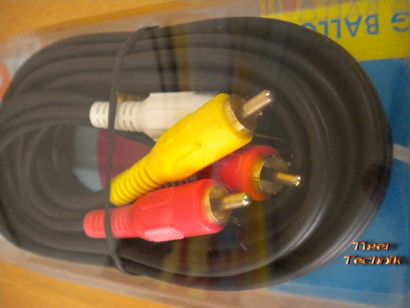 BigBalloon Anschlusskabel für DVD Video 3x Chinch St.- 3x Chinch St. 2,5m *so280