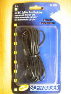 Schwaiger Telefon TAE-DSL Splitter Kabel 3m Länge TAE-F - RJ12 Stecker *so298