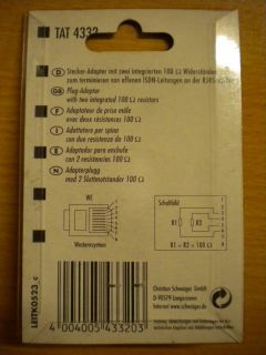 Schwaiger 3x Telefon ISDN Terminator 100 Ohm an RJ-45 Buchse 2 Stück* so300