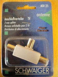 Schwaiger TV Zweifachverteiler Koax-Kupplung - 2x Koax-Stecker *so309