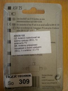 Schwaiger TV Zweifachverteiler Koax-Kupplung - 2x Koax-Stecker *so309