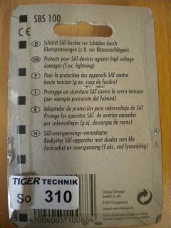 Schwaiger SBS100 SAT Überspannungsschutz Adapter Leitung mit F-Connectoren*so310