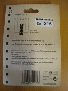 Schwaiger TDU 2217 Unterputz Anschlussdose TAE 6 N für Zusatzgeräte Fax AB*so316