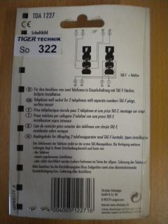 Schwaiger TDA1227 Aufputz Anschlussdose TAE F F 6/6(4) für 2 Telefone *so322