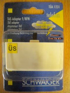 Schwaiger TÜA1231 Telefon Adapter TAE F NFN + 1x RJ11 Überspannungsschutz* so323