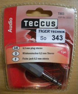 Teccus by Vivanco Audio Klinkenstecker 6,3mm Stereo *so343