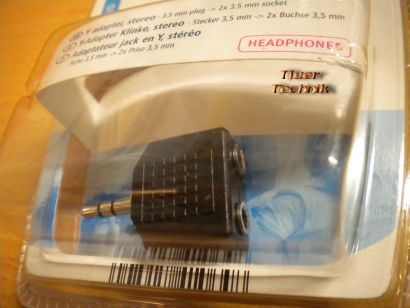 Vivanco 5/21-N Audio Y-Adapter Klinke Stecker 3,5mm - 2x Buchse 3,5mm* so346